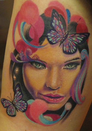 Tattoos - Alex De Pase - portrait and butterfly - 31500